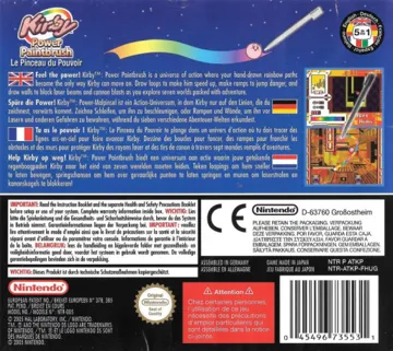 Kirby - Power Paintbrush (Europe) (En,Fr,De,Es,It) box cover back